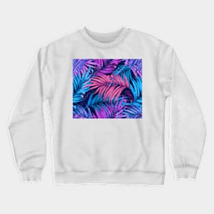 Vintage Palm Leaves blue and pink Crewneck Sweatshirt